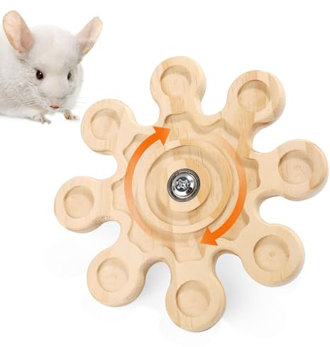lasuroa Rotating Chinchilla Toy, Chinchilla Chew Toy Interactive Chinchilla Toy Hanging Chinchilla Toy Chinchilla Cage Accessory for Chinchilla Hamsters Gerbil Rat Rabbit(Wood Color)