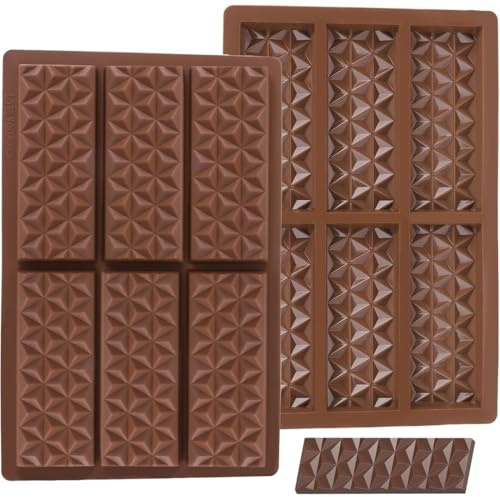 2 Pezzi Stampi in Silicone per Cioccolato, Stampi Silicone 6 Cavità,Stampo per Barretta di Cioccolato,Dubai Stampo per Cioccolato,per Cioccolatini Fatti in Casa, Waffle, Decorazioni per Torte
