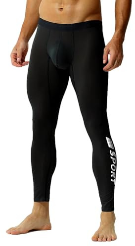 Faringoto Leggings da uomo trasparenti per fitness da uomo Plus Size Sexy Ultra-sottile elastico pigiama pantaloni sportivi, nero, XL