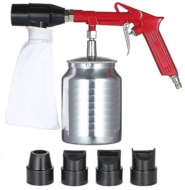 DQZRTUECA Kit pistola sabbiatrice for compressore d'aria, pistola a spruzzo pneumatica portatile for sabbiatura con 4 ugelli e serbatoio da 450 ml