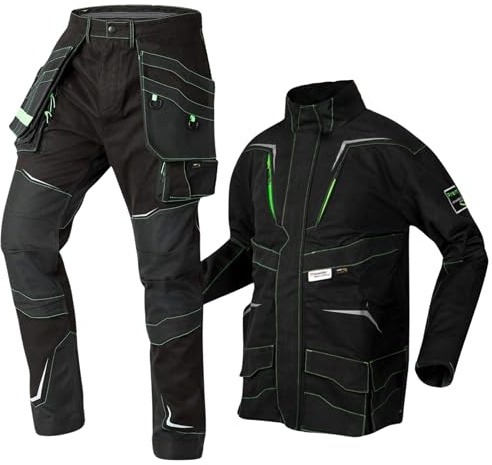 NEO TOOLS Arbeitskleidung: Arbeitsanzug-Set mit Arbeitsjacke | Arbeitshose, Arbeitskleidung Set, Für Mechaniker, Arbeitskleidung Set robust viele Taschen Baumwolle