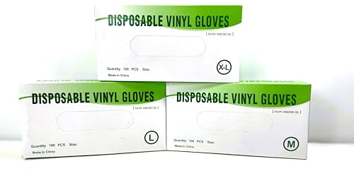 Disposable Vinyl Gloves EXTRA LARGE – Clear Powder-Free, Latex-Free Gloves for Non Medical, Food Prep, Cooking and Cleaning Use, Non-Latex Protective Gloves for Kitchen, 3 Boxes of 100