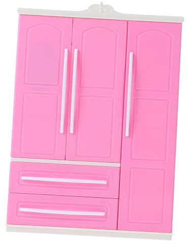 Warmhm 1 Stück Puppenkleiderschrank Kinderspielzeug Modell Der Puppengarderobe Puppenspielzeug Puppenmöbel Mini-hausmöbelzubehör Garderobenschmuck Puppenschrank Dekoration Abs Rosa