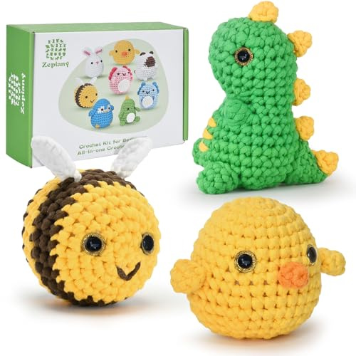 ElysiumEq Häkelset für Anfänger mit Häkelgarn, Häckel Kit für Anfänger für Diy Set Erwachsene, Häkelset Tiere für mit Schritt-für-Schritt-Videoanleitungen auf Deutsch für Weihnachtsgeschenke