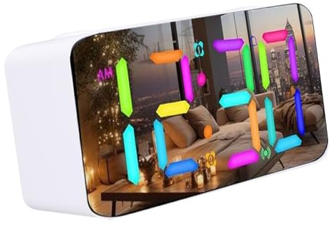 Cuifati Wecker für Schwere Schläfer, 7 -Zoll -dynamisches RGB -Display mit 15 -sorientierbarer Farbe, Doppelter Vibrierender Wecker mit Bettschüttchen für Hörgeschädigte Gehörlose (WHITE)