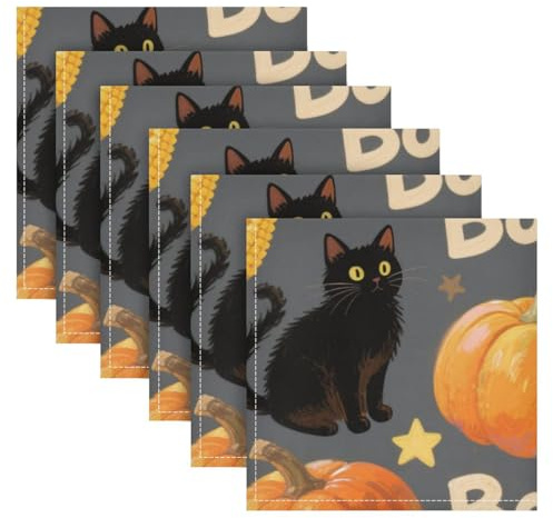 Lot de 6 grandes serviettes de table décoratives réutilisables en tissu confortable pour la cuisine, servilletas para boda pour Halloween, 50,8 x 50,8 cm, orange