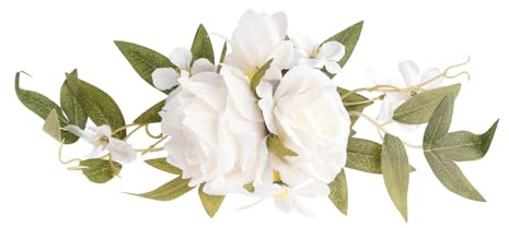 Tabanzhe Flower Cake Topper–White Flowers Cake Decorations Artificial Cake Toppers for Wedding Birthday Bridal Engagement Baby Shower Anniversary Party DIY Cake Decorating Supplies