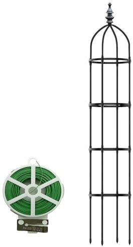 Obelisco da giardino per piante rampicanti, traliccio di supporto per piselli dolci e pomodori, cornice decorativa per verdure e fiori, 32 x 180 cm