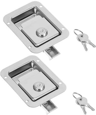 Mobestech Flush Mount Paddle Lock Latch 2pcs for Trailer Toolbox and Rv Cabinets, Noise-reducing Design with Handle, Internal Door Lock for Camper and Truck Tool Box Security