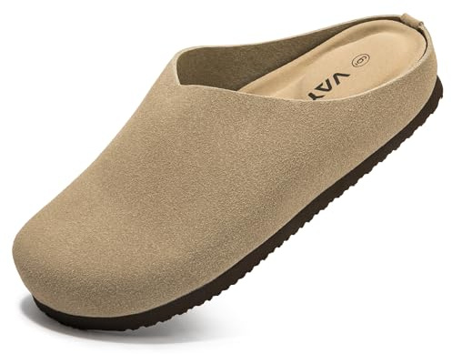Women's Solid Color Clog Slip-On Shoes - Classic Minimalist Mules, Comfortable All-Day Wear for Indoor & Outdoor Khaki 08