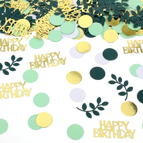 200Pcs Ymapinc Sage Green Happy Birthday Confetti,Party Green Birthday Decorations for Table Scatter, Table Confetti Decorations for Party/Baby Shower