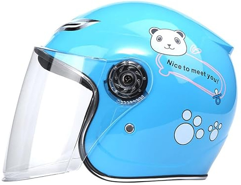 OSOLADY Casque Intégral pour Garçon et Filles Visière Large Bleue, Protection Oculaire et Design Respirant, pour Sports Extérieurs et Cyclisme en Plein Air