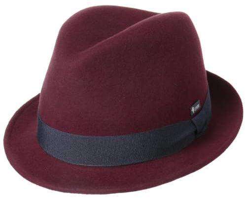 Lipodo Barnhatt av ullfilt – Trilby Made In Italy – filthatt med ripsband – ullfilthatt sommar/vinter – Fedora för barn – en storlek 52–53 cm, Bordeaux, One size