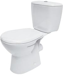 VBChome Stand- WC Toilette Keramik Komplett Set mit Spülkasten WC- Sitz aus Duroplast für waagerechten Abgang Wasseranschluss