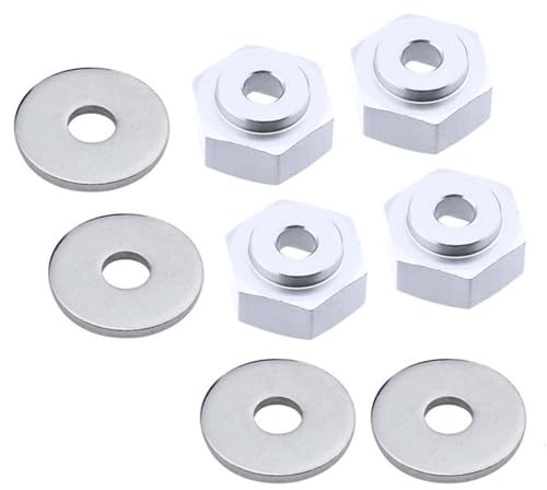 KEEDA 4PCS 12mm drehen auf 17mm Aluminiumlegierung Felgen Sechskant Adapter für 1/10 RC Car Buggy Monster Truck Kann 1/8 Reifenrad Verwenden (Silber)