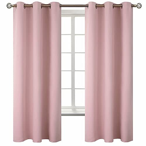 BGment Tende oscuranti lunghe 160 cm, con occhielli, isolamento termico, tende per camera da letto, 2 pannelli, 106 x 160 cm, rosa chiaro