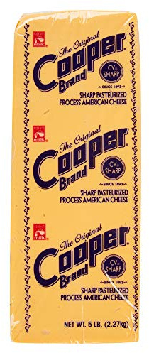 Cooper Cheese CV Sharp Yellow American Cheese - 5 lb. Solid Block