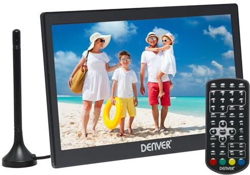 Denver LED-1032-10 inch Wide Super VGA Digital Portable TV – Rechargeable – 12 Volt – USB & Recording - Camping, Kitchen, Caravan Small TV – Battery, Car or Mains Power