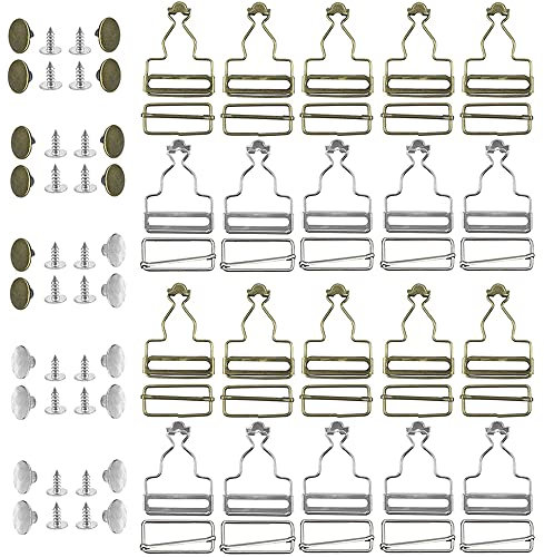 20 Sätze Metall Rechteck Schnalle, Jeansknöpfe, Latzhose Clips, Rechteck Schiebeschnalle, Latzhose Schnalle, für Hosenträger, Handtaschen, Arbeitskleidung (3,8 Zoll Innendurchmesser, mit 20 Schraube)
