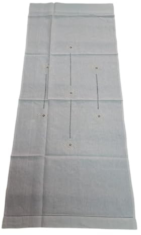Corredocasa Tendina Dietro Vetro Lino Ricamata a Mano con Applicazione Uncinetto in Cotone (60x150 cm, Ecru')