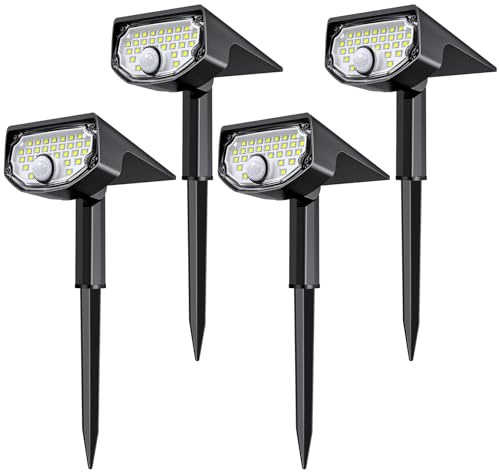 AloftSun Solar Motion Sensor Outdoor Lights - 30 LED Spot Lights with Motion Detector, IP68 Waterproof, 3 Modes for Pathway Yard, 4 Pack