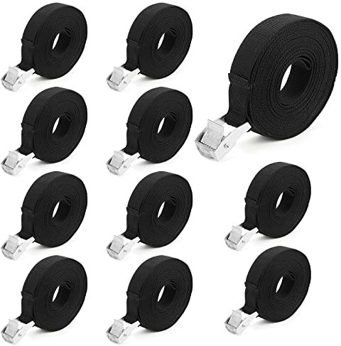 MUKCHAP 12 Pack 1m x 25mm Tie Down Lashing Straps, Heavy Duty Tensioning Belts Cam Buckle Tie Down Straps for Motorcycle, Cargo, Trailer, Trucks, Kayak, Boat, Luggage, Black