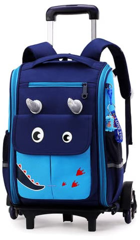 Trolley Rucksack mit 6 Rollen, Rucksack Rollen Trolleytasche,16 Zoll Nylon Jungen Maedchen Trolley Schulranzen Kinder Schultrolley Geeignet für Schule und Reise