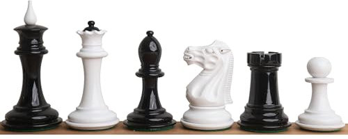 Royal Chess Mall - 1940s' Soviet Reproduced Chess Pieces Only Set - Black and White Lacquer Boxwood