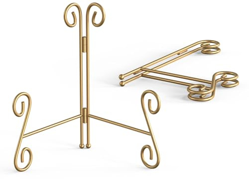 HOPEME Lot de 2 supports d'assiette en fer doré de 20,3 cm pour afficher des photos ou d'autres articles lors d'un mariage, décoration de la maison et présentation de table