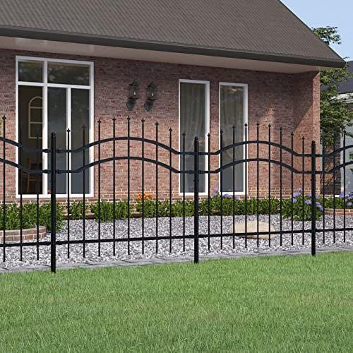 Festnight Recinzione da Giardino con Punta a Lancia, in Ferro, Metallo, Staccionata Nera 140cm Acciaio