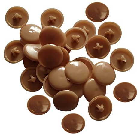 TERF® Brown Press-Fit Pozi Cover Cap 12mm (1/2 Inch) Diameter Push It Clip On for Pozidriv Head Ø 6g - 8g (3.5mm - 4mm) Screw Size - Pack of 50