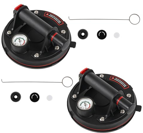 DOCAS 2 Pack 8 Saugheber Glasheber Saughalter,Vakuum Saugheber mit Handpumpe Glassauger Saughalter Plattenheber Sauggriff Vakuumheber für Flache und Glatte Oberflächen Tragkraft 200KG mit Barometer