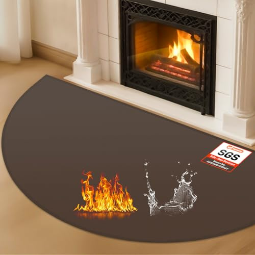 Hearth Rugs for Fireplaces Fire Resistant, 59 x 32 inch Fireproof Fireplace Mat Hearth Rug, Hearth Pads for Wood Stove Fireplace Indoor Outdoor, Protect Floors Carpets from Sparks Embers-Brown, 1mm