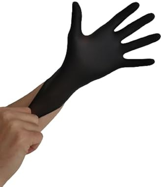detektierbar.de 1000x Nitrilhandschuhe, Einweghandschuhe, Einmalhandschuhe, Untersuchungshandschuhe, Nitril Handschuhe, puderfrei, ohne Latex, unsteril, latexfrei, disposible gloves (M, Schwarz)