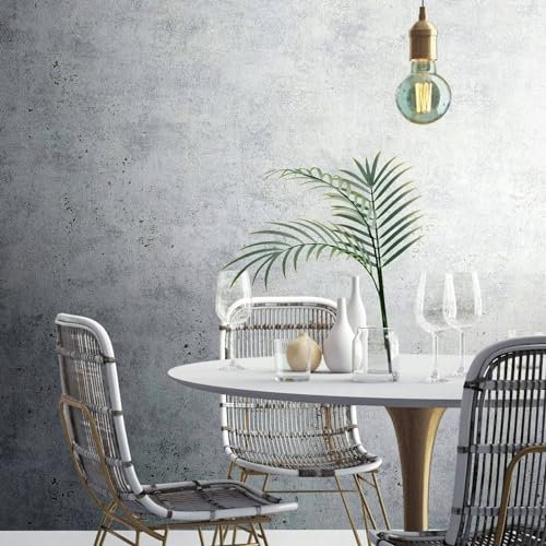 K&L Wall Art Glänzende Vliestapete Vintage betongrau Strukturtapete Wohnzimmer Bilder Metallic grey Luxustapete inkl. Tapezier-Ratgeber