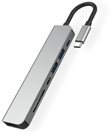 USB C Hub 7 Ports, YCTech USB C Multiport adapter with HDMI 4K, USB 3.0, PD, TF/SD Card Reader – Type C Dock Station for Thunderbolt, MacBook Pro/Air, iPad Pro/Air, Dell XPS, iPhone 15 Pro Max Plus