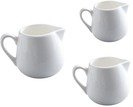 BESTonZON 3pezzi Brocche Latte in Ceramica Con Manico Contenitori Decorativi Per Latte e Salse Leggere e Compatte Per Cucina Domestica e Caffetteria Base Antiscivolo Per Uso Quotidiano