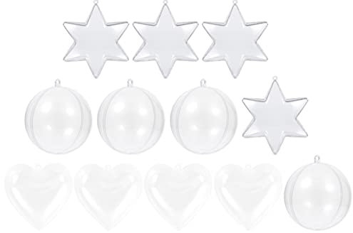 OATIPHO 15stücke Selbstbefüllbare Weihnachtskugel Kunststoffkugeln Transparente Badebombenformen mit Aufhängeöse für Christmas Tree Party Home School Church