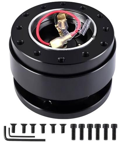 Lenkrad Schnellspanner, 6 Löcher Universal Lenkrad Snap Off Boss Kit Schraubenkugel Lenkrad Schnellverschluss Nabenadapter Abbruchsatz für Rennen Rallye Motorsport, Schwarz