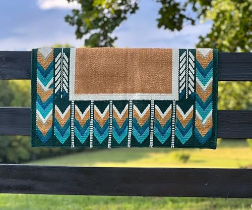 EQUIGEAR Western Show Horse Satteldecke aus neuseeländischer Wolle, Western-Design, handgefertigte Satteldecke, Wollpolster, Sensor Flex (Anpassung möglich), SD79 (34 x 38)