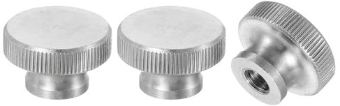 sourcing map Knurled Thumb Nuts, 3Pcs M6 x D20mm x H12mm Stainless Steel Round Knobs Fasteners Blind Hole Hand Screw Nut Silver for 3D Printer Parts, Machine Tools