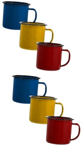 TOPBATHY 6 Piezas Taza de esmalte vaso de cafe vaso de esmalte taza de café Tazas de cafe tazas de café con tapas almacenamiento de jugo tazas vajilla de antiguo Chino