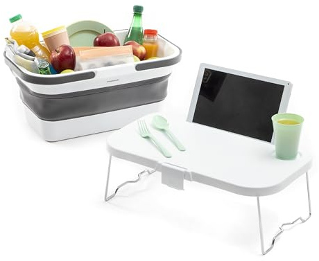 InnovaGoods Asas, Plegable con Tapa-Mesa Cesta Picnic Capacidad 16 L, Accesorios Camping, 47x29x25cm, 8435527826390