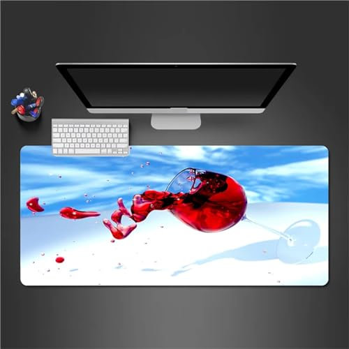 QiHon Tapis de Souris Grande Verre à Vin Rouge Tapis de Clavier de Jeu 1200x600x3mm avec Base en Caoutchouc Antidérapante Grande sous Main Bureau pour la Maison et Le Bureau