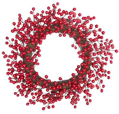 OHS Christmas Wreath with Red Berries for Front Doors, Xmas Decorations Christmas Door Wreaths Outdoor Indoor Home Decor Door Wreath Dining Room Living Room, 50 x 50cm