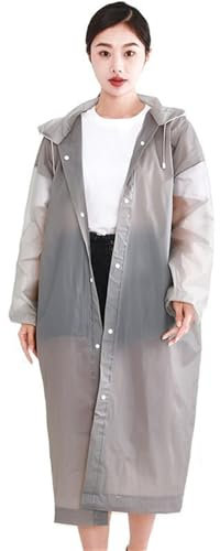 BeLongsYou Poncho Antipioggia per Adulti, 7 Pezzi Antipioggia Riutilizzabile con Cappuccio e Maniche, Impermeabile, per Emergenze, Esterni, Campeggio,Grigio,One Size