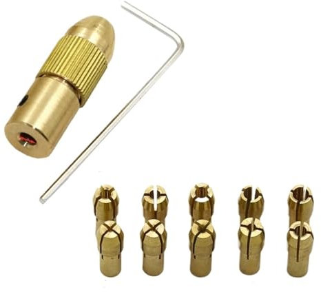Mini Portabrocas Manguitos de Pinza 1 Juego de Micro taladro de latón, herramienta de broca autoajustable, adaptador de mandril, broca sin llave de liberación rápida, adaptación de 2-5mm(12pcs 2MM)