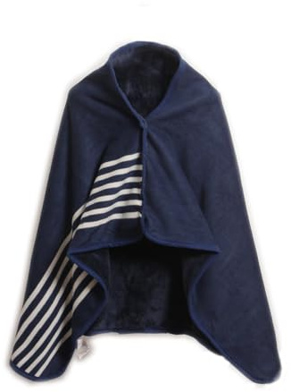 CSARPECT Damen Schaldecke, Winter Warme Fleece Poncho Cape Pullover Decke Knöpfen Strickjacke Zuhause Büro (100 * 140cm, Blau, Einheitsgröße)