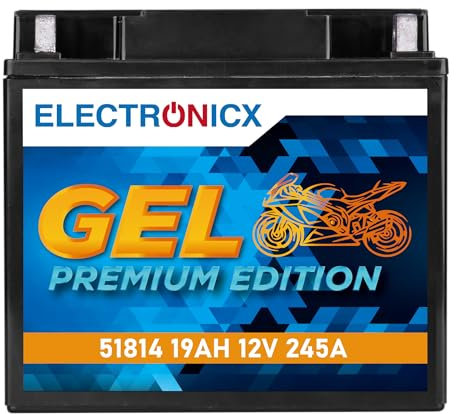 Electronicx GEL 51814 Batteria Moto 12V 19Ah 245A – Starter gel sigillato, senza manutenzione, a prova di perdite e resistente alle vibrazioni – per moto, scooter, quad, ATV, jetski e motoslitte