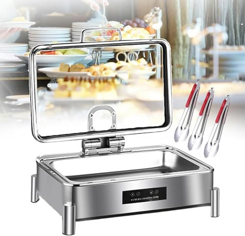 AFLEPCBRQ 9L Electric Chafing Dish Buffet Heater with 1/2/3-grid | Large Capacity Food Warming Pot | Stainless Steel Pot Thickened Combination Structure | Easy To Clean (with 3 Food Clip),1-grid
